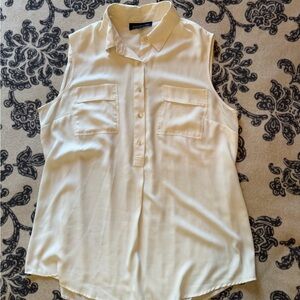 Jones New York Sleeveless Button-Front Shell Top in Cream
